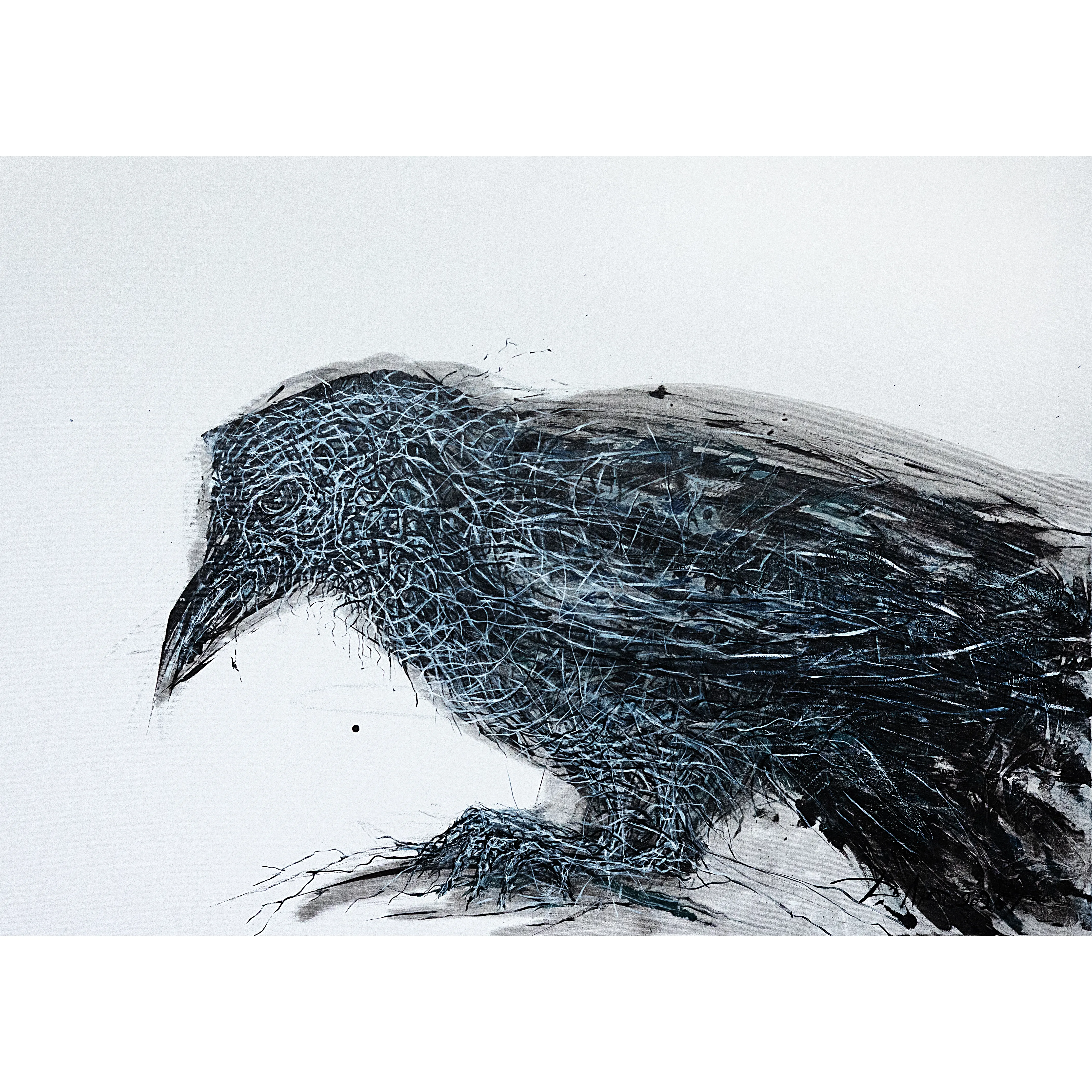 Image of Raven by Liudmyla Davydenko, size: 100х140, made of oil/canvas, Painting medium, from Lviv, part of the Rhizome series, priced at €2500 Photo 1 of 2.