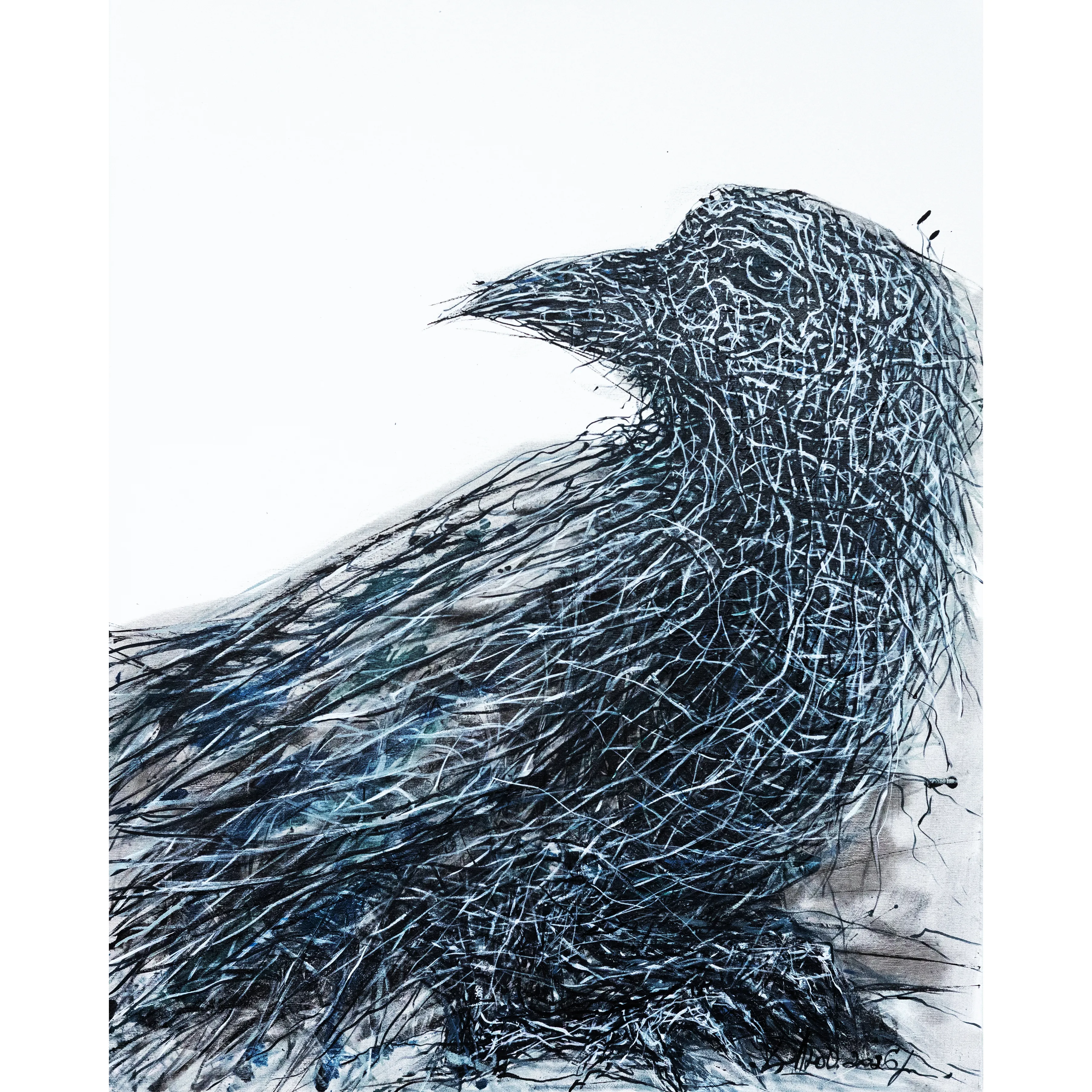 Image of Bird 1 by Liudmyla Davydenko, size: 100x80, made of oil/canvas, Painting medium, from Lviv, part of the Rhizome series, priced at €1200 Photo 1 of 2.