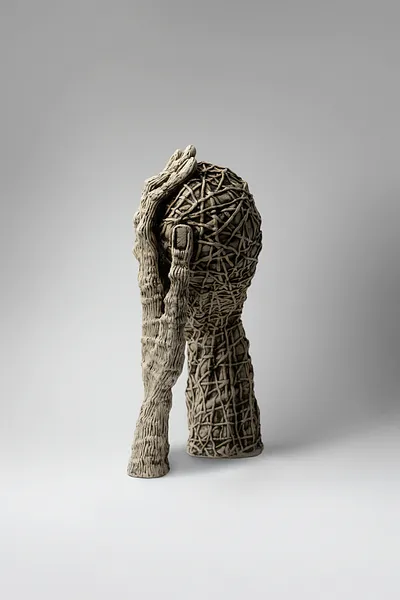 Image of To be by Liudmyla Davydenko, size: 38х30х17 , made of chamotte, glaze, Sculpture medium, from Lviv, part of the Holova/Head series, priced at €1200 Photo 4 of 4.