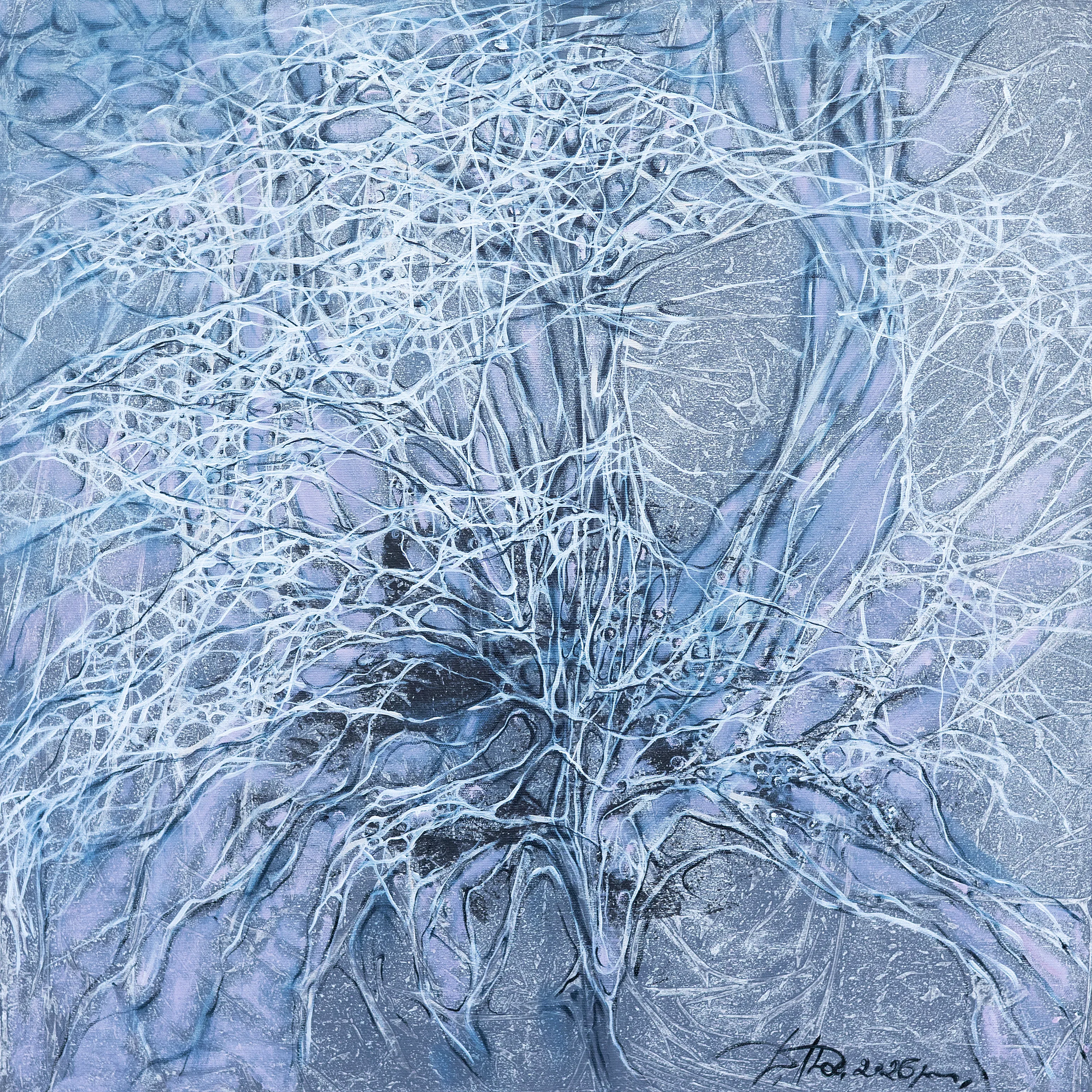 Image of Flower 1 by Liudmyla Davydenko, size: 70x70 см, made of oil/canvas, Painting medium, from Lviv, part of the Isolines series, priced at €800