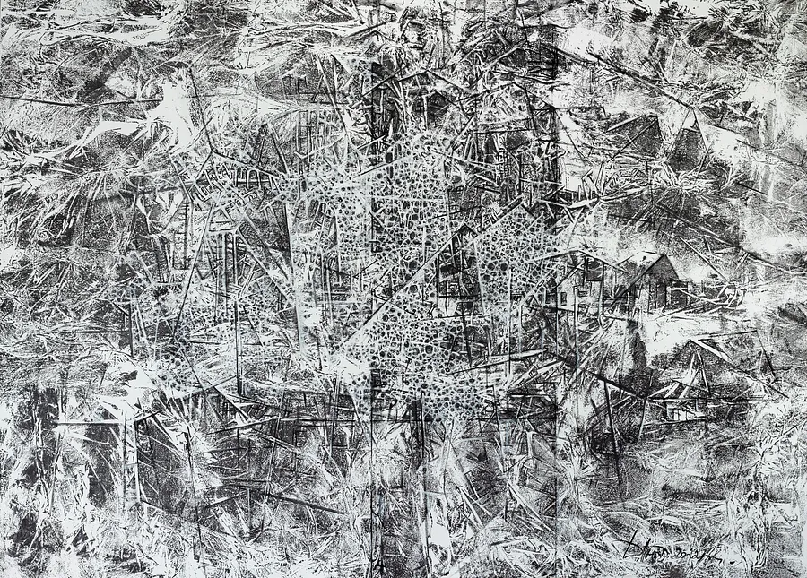 Image of Tinsel by Liudmyla Davydenko, size: 140x100, made of oil/canvas, Painting medium, part of the Isolines series, priced at €2500 Photo 1 of 2.