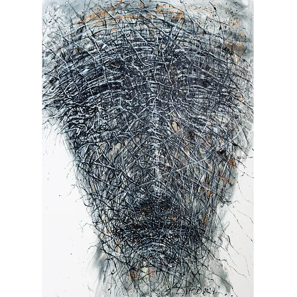 Image of Thoughts 4 by Liudmyla Davydenko, size: 100x140 см, made of oil/canvas, Painting medium, part of the Holova/Head series, priced at $2500