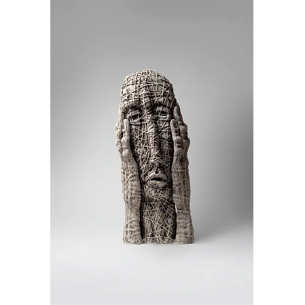 Image of Really? by Ludmyla Davydenko, size: 44,5х19х16 см, made of chamotte, glaze, Sculpture medium, from Lviv, part of the Holova/Head series, priced at $1000