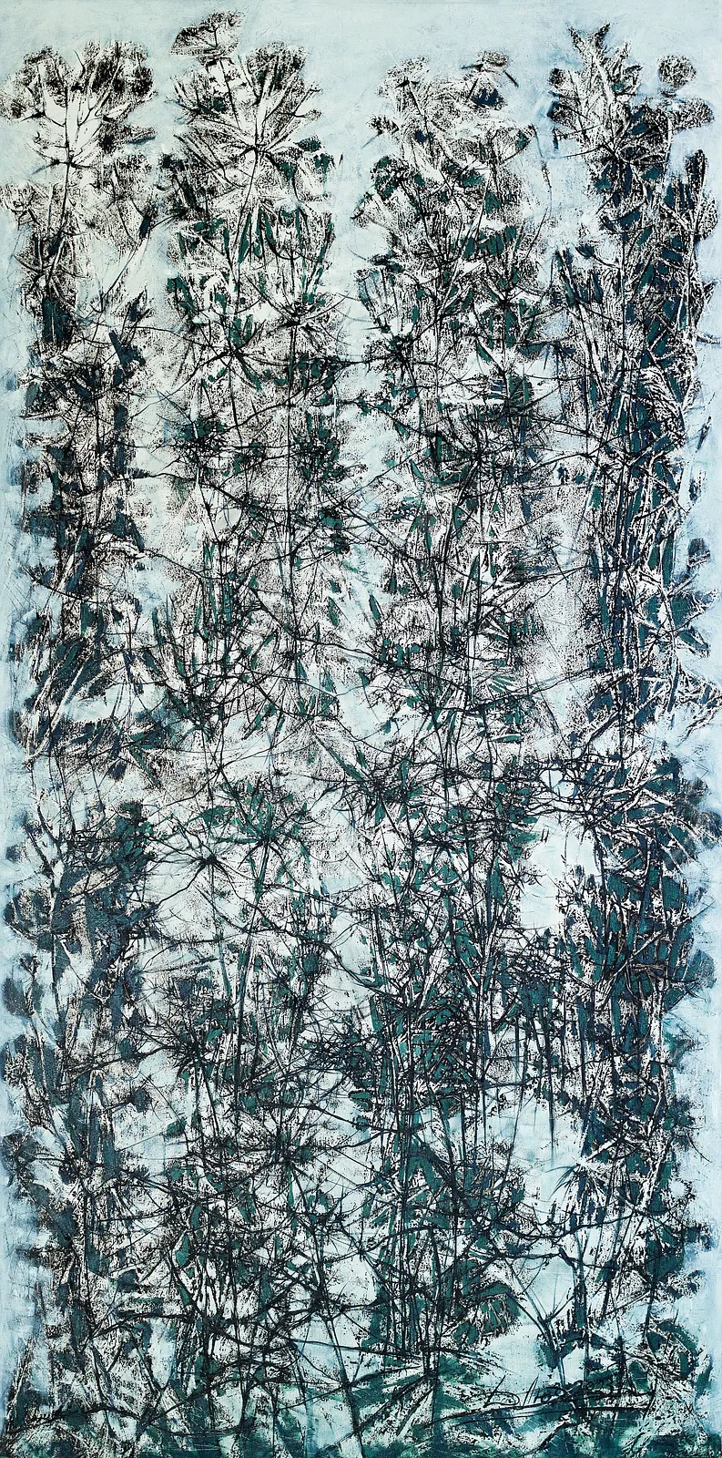 Image of Tall grass by Liudmyla Davydenko, size: 200х100, made of oil/canvas, Painting medium, part of the Isolines series, priced at €3500 Photo 1 of 2.