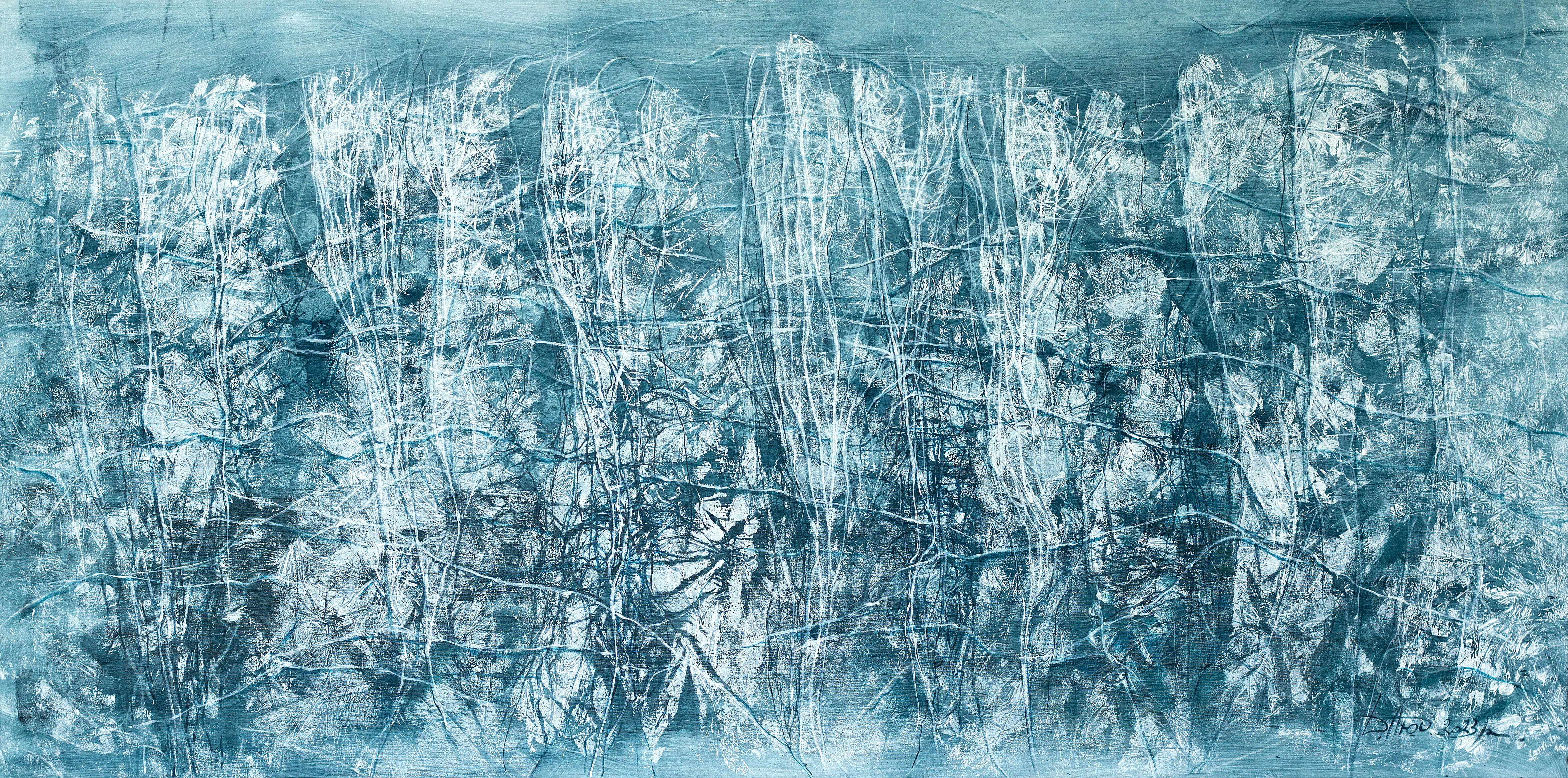 Image of Deep water by Liudmyla Davydenko, size: 200х100, made of oil/canvas, Painting medium, part of the Rhizome series, priced at €4000