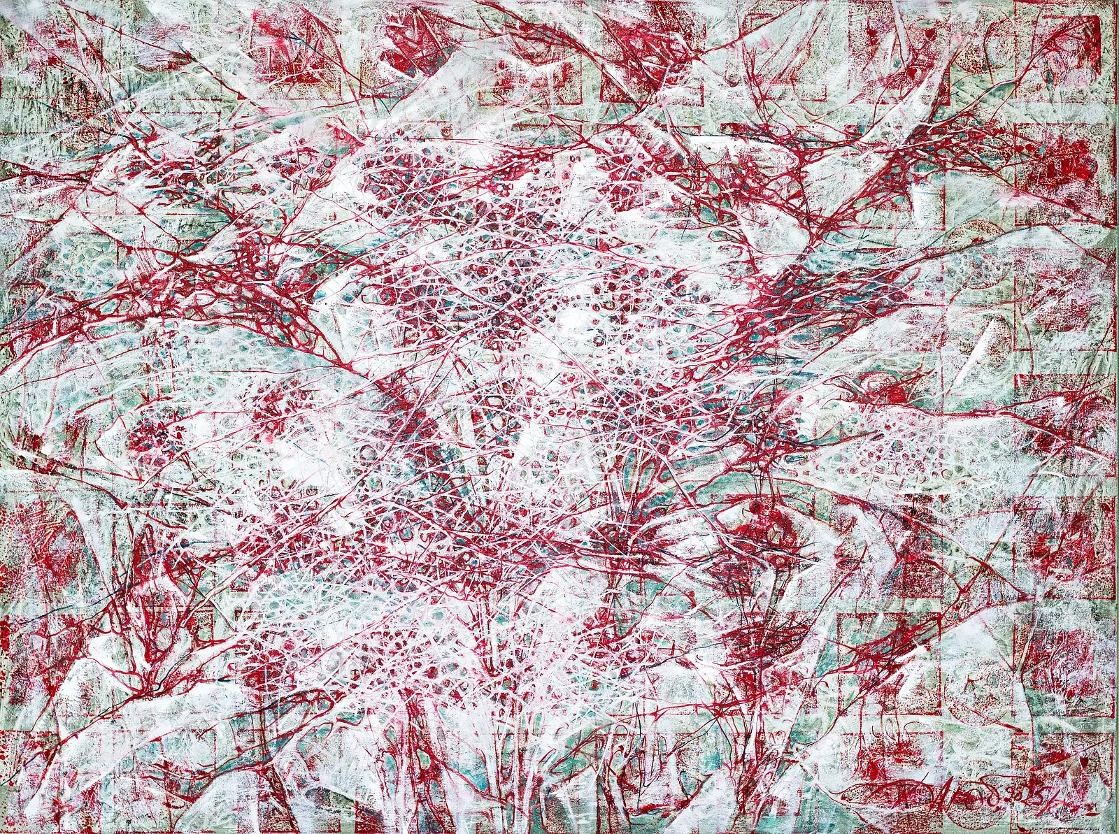 Image of Blossom by Liudmyla Davydenko, size: 120x160, made of oil/canvas, Painting medium, part of the Isolines series, priced at €3000 Photo 1 of 2.