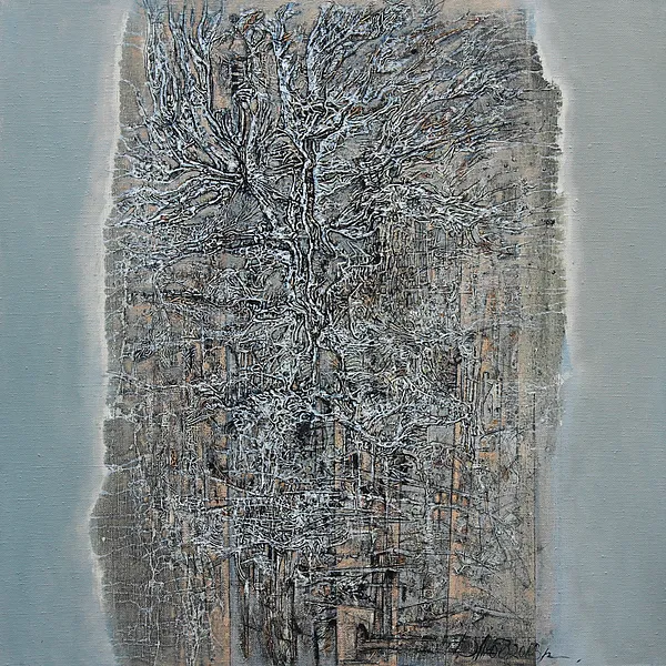 Image of Morning 1 by Liudmyla Davydenko, size: 100x100, made of oil/canvas, Painting medium, part of the Rhizome series, priced at €1500
