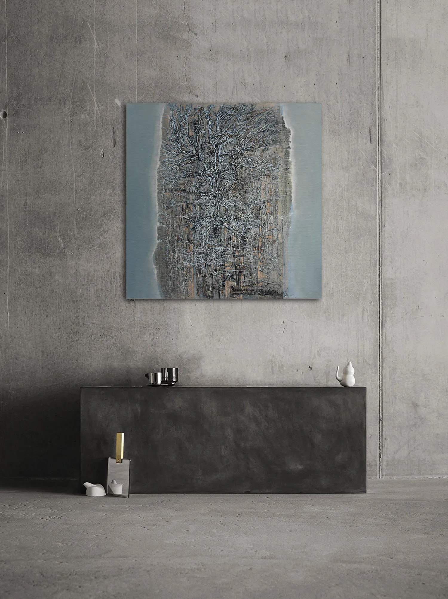 Image of Morning 1 by Liudmyla Davydenko, size: 100x100, made of oil/canvas, Painting medium, part of the Rhizome series, priced at €1500 Photo 2 of 2.