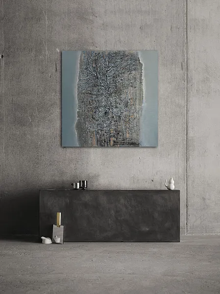 Image of Morning 1 by Liudmyla Davydenko, size: 100x100, made of oil/canvas, Painting medium, part of the Rhizome series, priced at €1500 Photo 2 of 2.