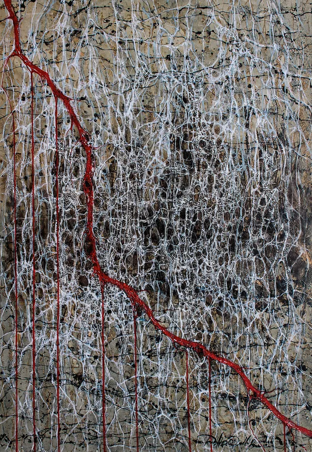 Image of Lava by Liudmyla Davydenko, size: 95х130, made of oil/canvas, Painting medium, part of the Rhizome series, priced at €2500 Photo 1 of 2.