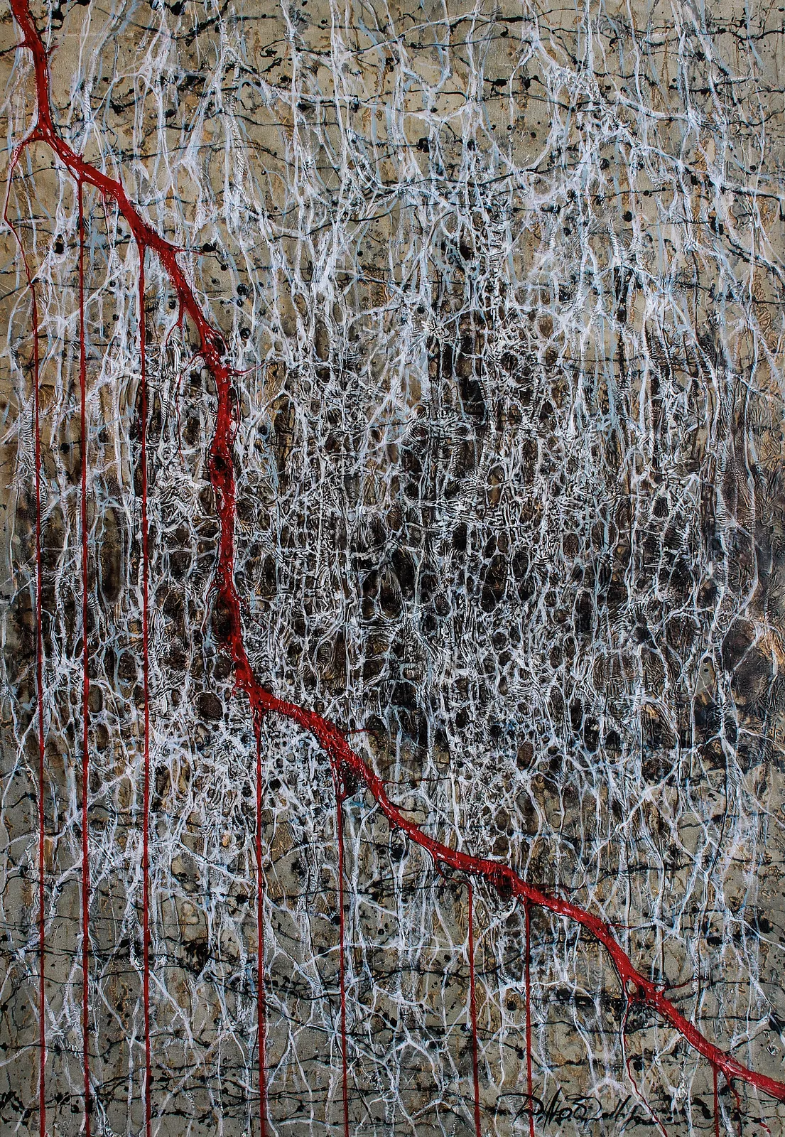 Image of Lava by Liudmyla Davydenko, size: 95х130, made of oil/canvas, Painting medium, part of the Rhizome series, priced at €2500 Photo 1 of 2.