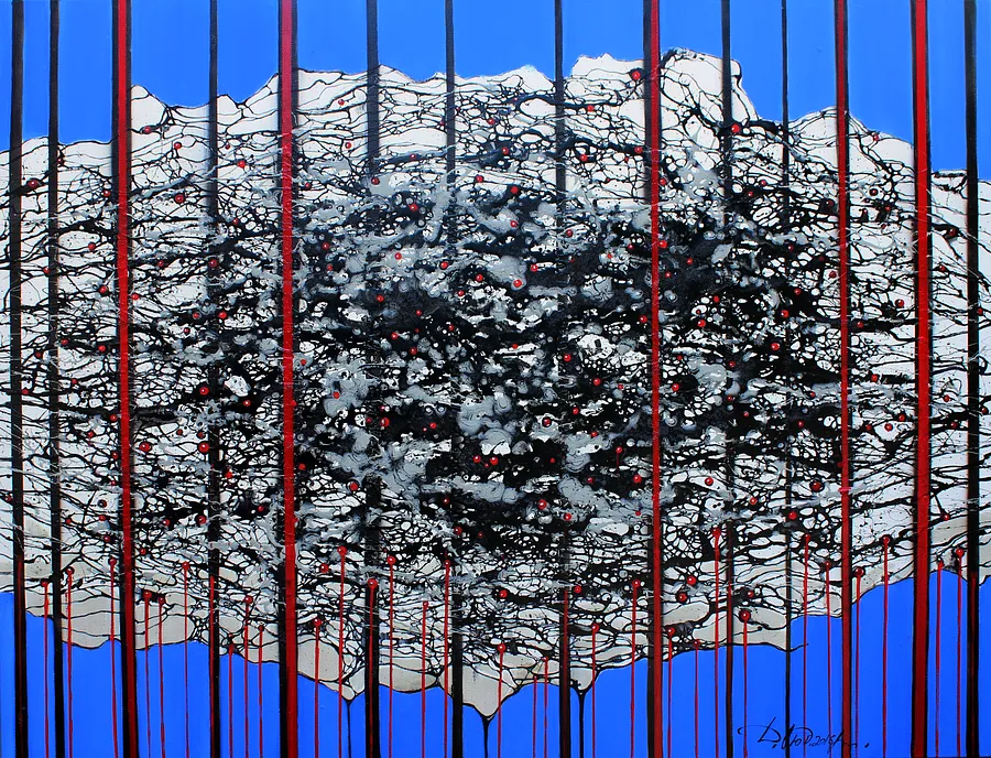 Image of Stigmata warm by Liudmyla Davydenko, size: 100х130, made of oil/canvas, Painting medium, part of the Rhizome series, priced at €2000 Photo 1 of 2.