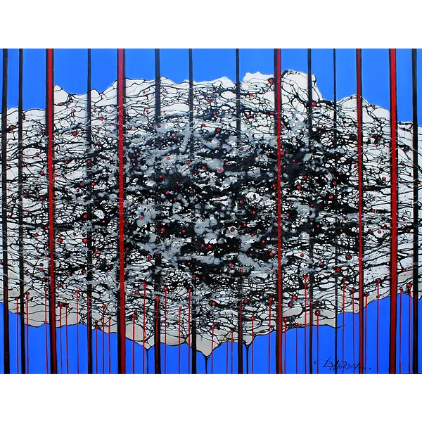 Image of Stigmata warm by Liudmyla Davydenko, size: 100х130, made of oil/canvas, Painting medium, part of the Rhizome series, priced at €2000