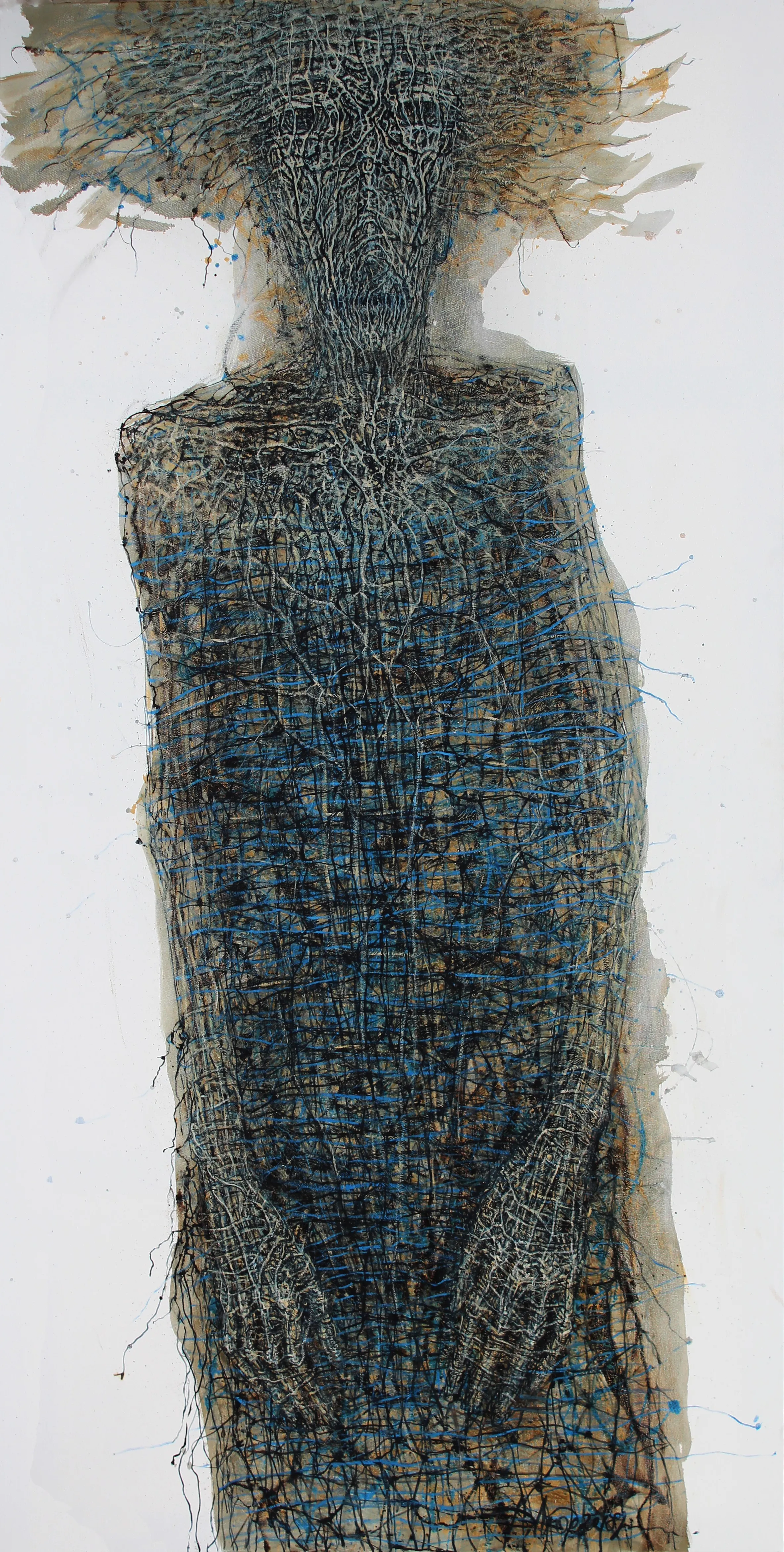 Image of Wickered and tangled by Liudmyla Davydenko, size: 100х200, made of oil/canvas, Painting medium, part of the Holova/Head series, priced at €3500