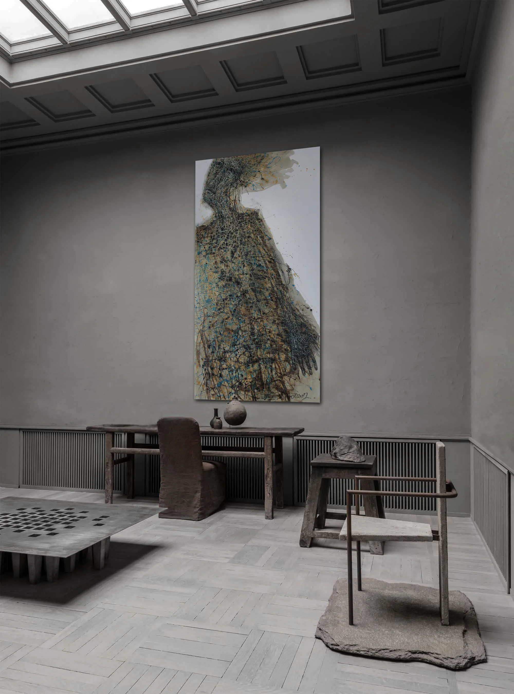 Image of Rise over by Liudmyla Davydenko, size: 100х200, made of oil/canvas, Painting medium, part of the Holova/Head series, priced at €3500 Photo 2 of 2.