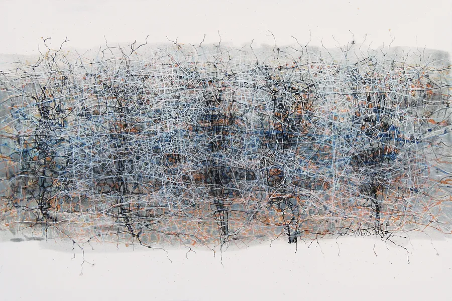 Image of Horizontal 2 by Liudmyla Davydenko, size: 150х100, made of oil/canvas, Painting medium, part of the Isolines series, priced at €2500 Photo 1 of 2.