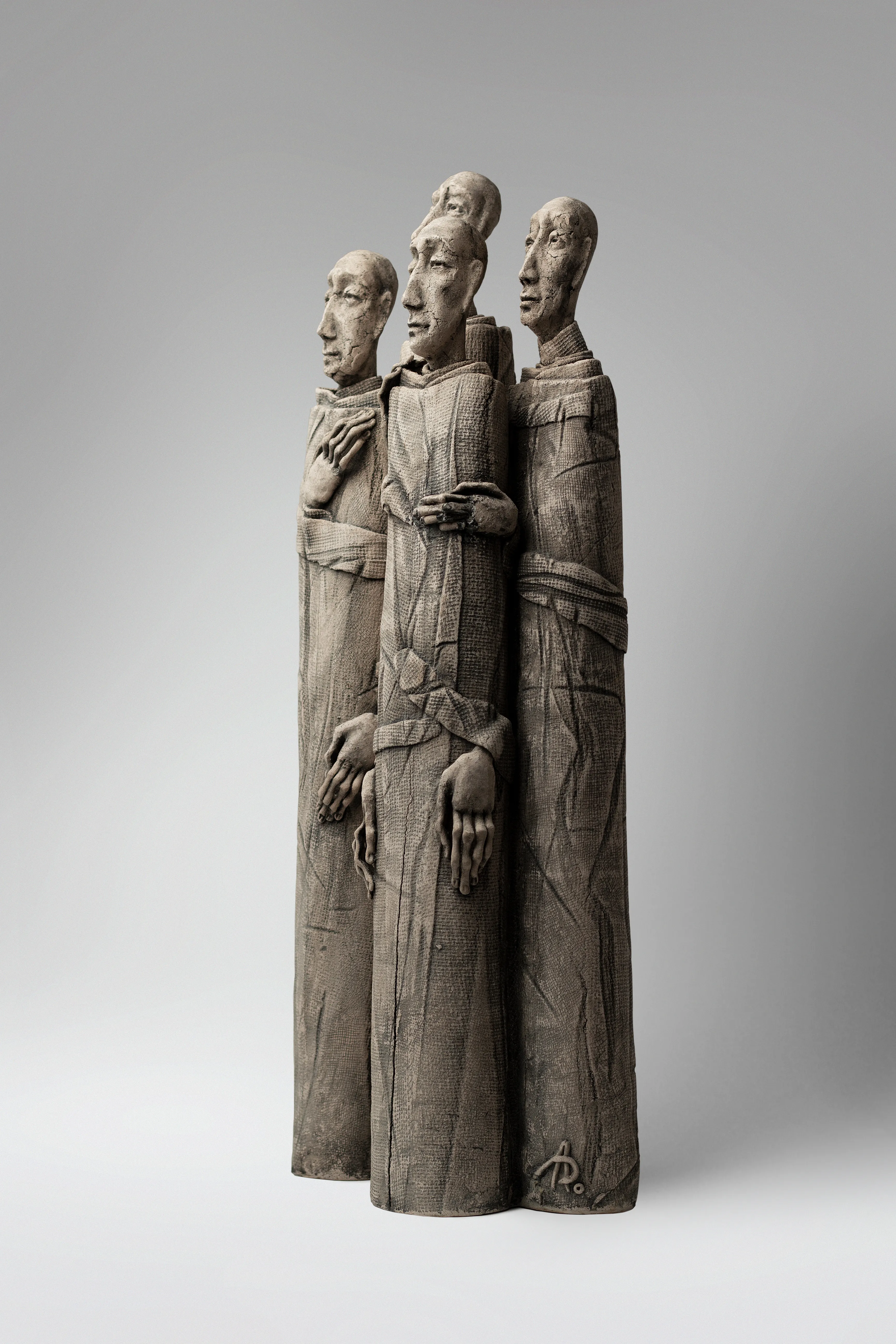 Image of One next to one by Liudmyla Davydenko, size: 54x25x11 , made of chamotte, glaze, Sculpture medium, part of the Holova/Head series, priced at €800 Photo 2 of 3.