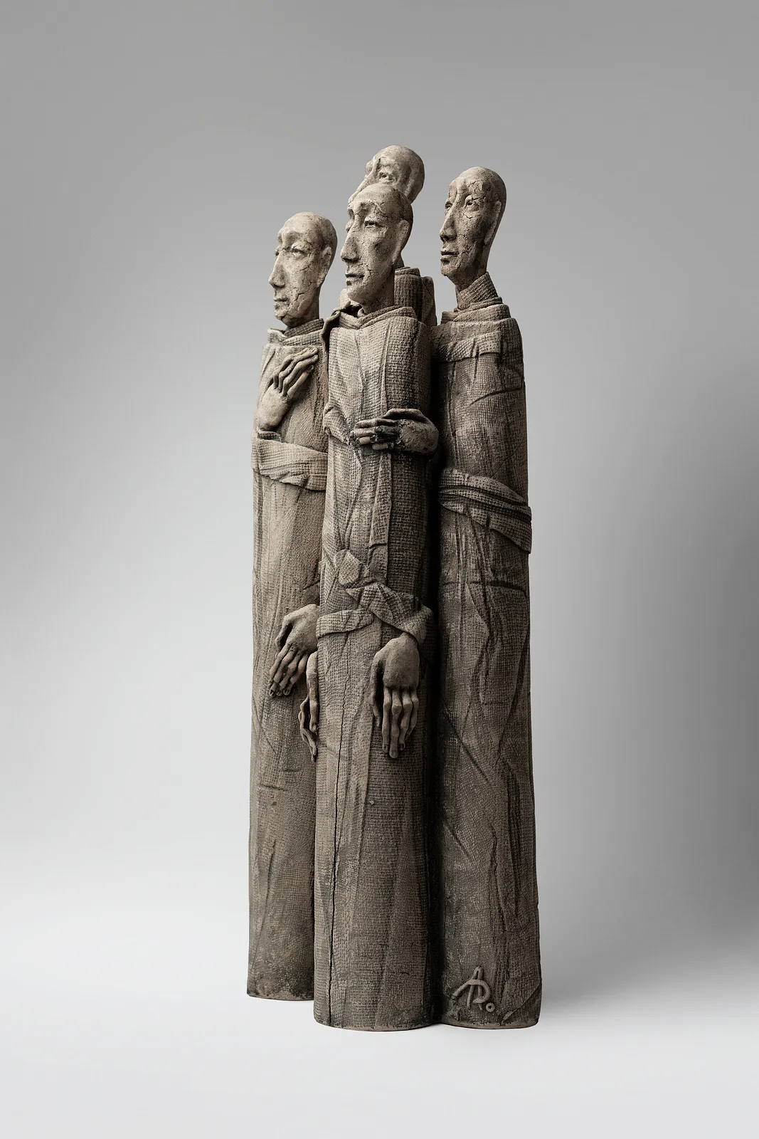 Image of One next to one by Liudmyla Davydenko, size: 54x25x11 , made of chamotte, glaze, Sculpture medium, part of the Holova/Head series, priced at €800 Photo 2 of 3.