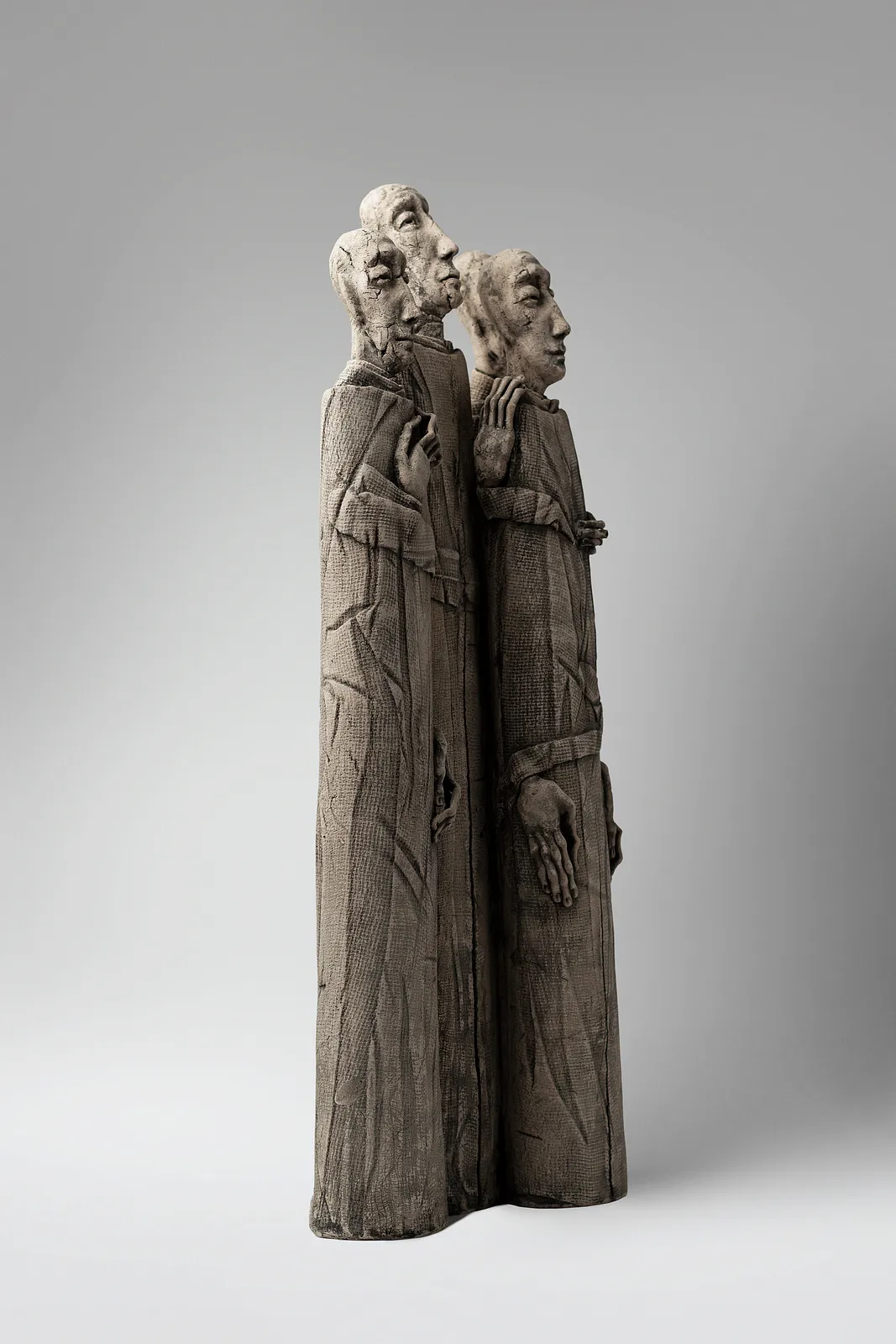 Image of One next to one by Liudmyla Davydenko, size: 54x25x11 , made of chamotte, glaze, Sculpture medium, part of the Holova/Head series, priced at €800 Photo 3 of 3.
