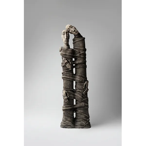 Image of One to the one by Liudmyla Davydenko, size: 51x15x7 , made of chamotte, glaze, Sculpture medium, part of the Holova/Head series, priced at €700