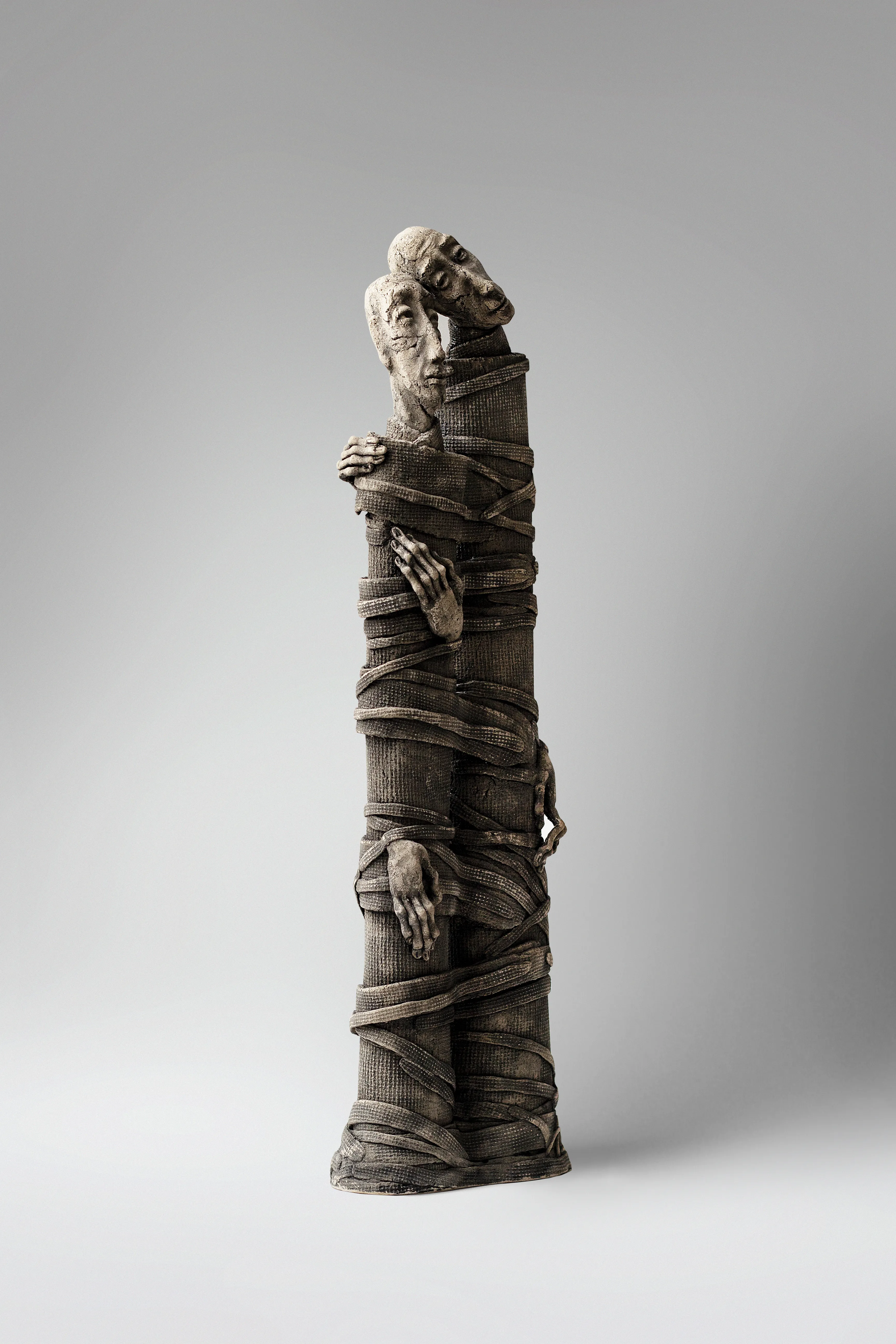 Image of One to the one by Liudmyla Davydenko, size: 51x15x7 , made of chamotte, glaze, Sculpture medium, part of the Holova/Head series, priced at €700 Photo 2 of 3.