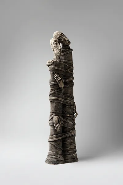 Image of One to the one by Liudmyla Davydenko, size: 51x15x7 , made of chamotte, glaze, Sculpture medium, part of the Holova/Head series, priced at €700 Photo 2 of 3.