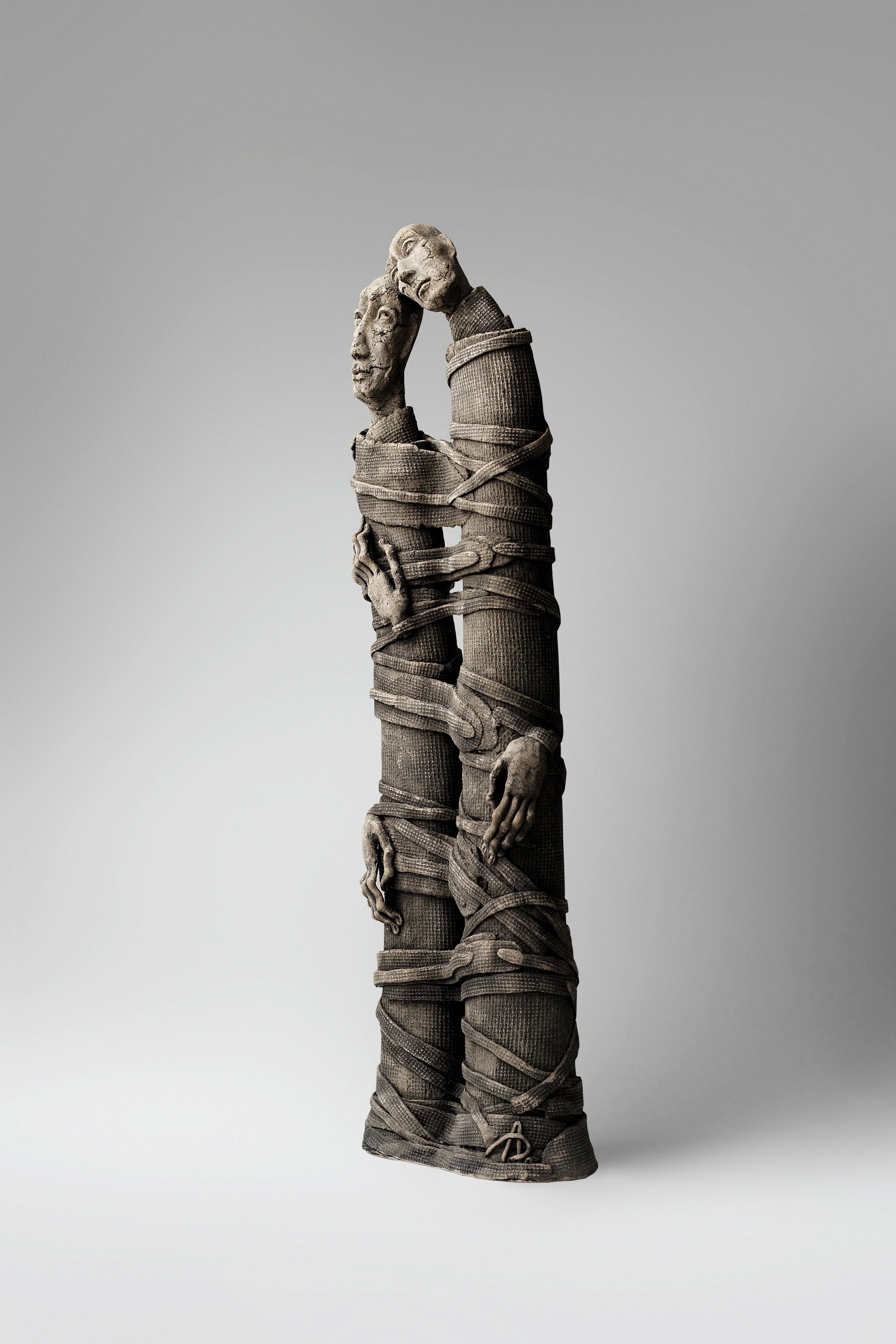 Image of One to the one by Liudmyla Davydenko, size: 51x15x7 , made of chamotte, glaze, Sculpture medium, part of the Holova/Head series, priced at €700 Photo 3 of 3.