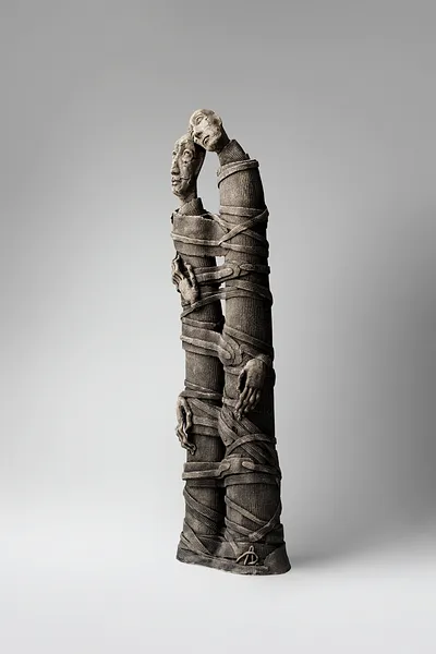 Image of One to the one by Liudmyla Davydenko, size: 51x15x7 , made of chamotte, glaze, Sculpture medium, part of the Holova/Head series, priced at €700 Photo 3 of 3.