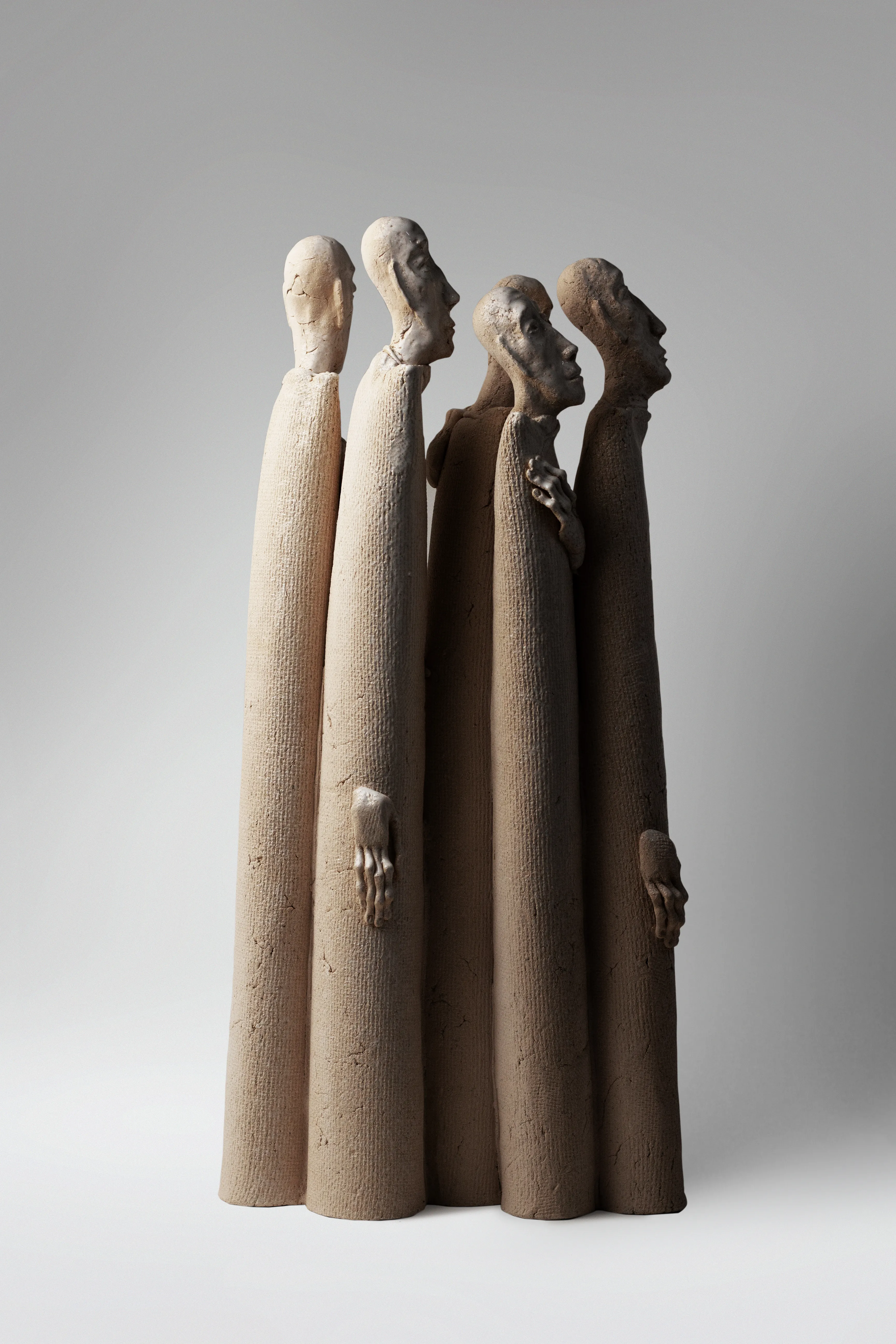 Image of One for one by Liudmyla Davydenko, size: 52x12x26 , made of chamotte, glaze, Sculpture medium, part of the Holova/Head series, priced at €1000 Photo 3 of 4.