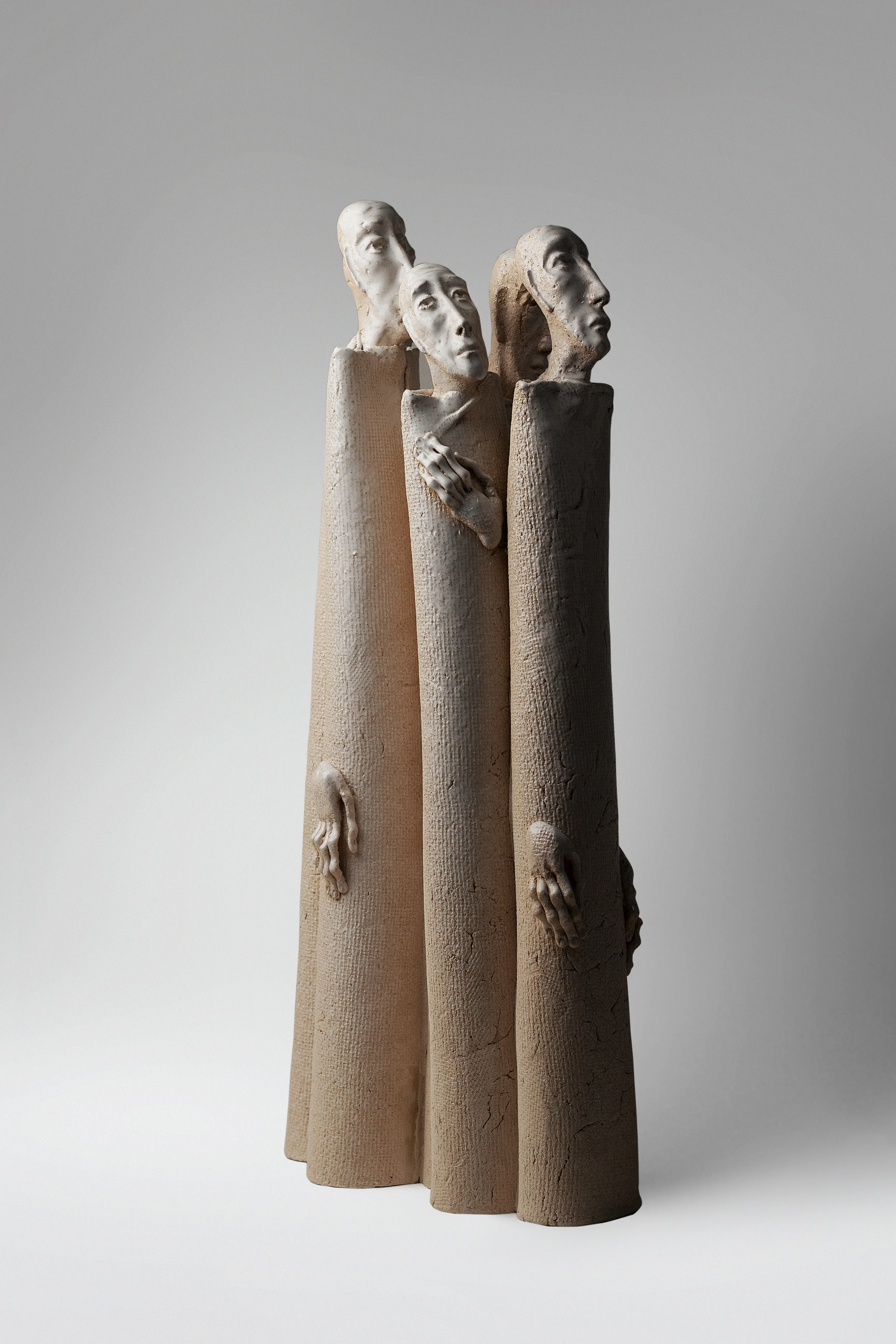 Image of One for one by Liudmyla Davydenko, size: 52x12x26 , made of chamotte, glaze, Sculpture medium, part of the Holova/Head series, priced at €1000 Photo 4 of 4.