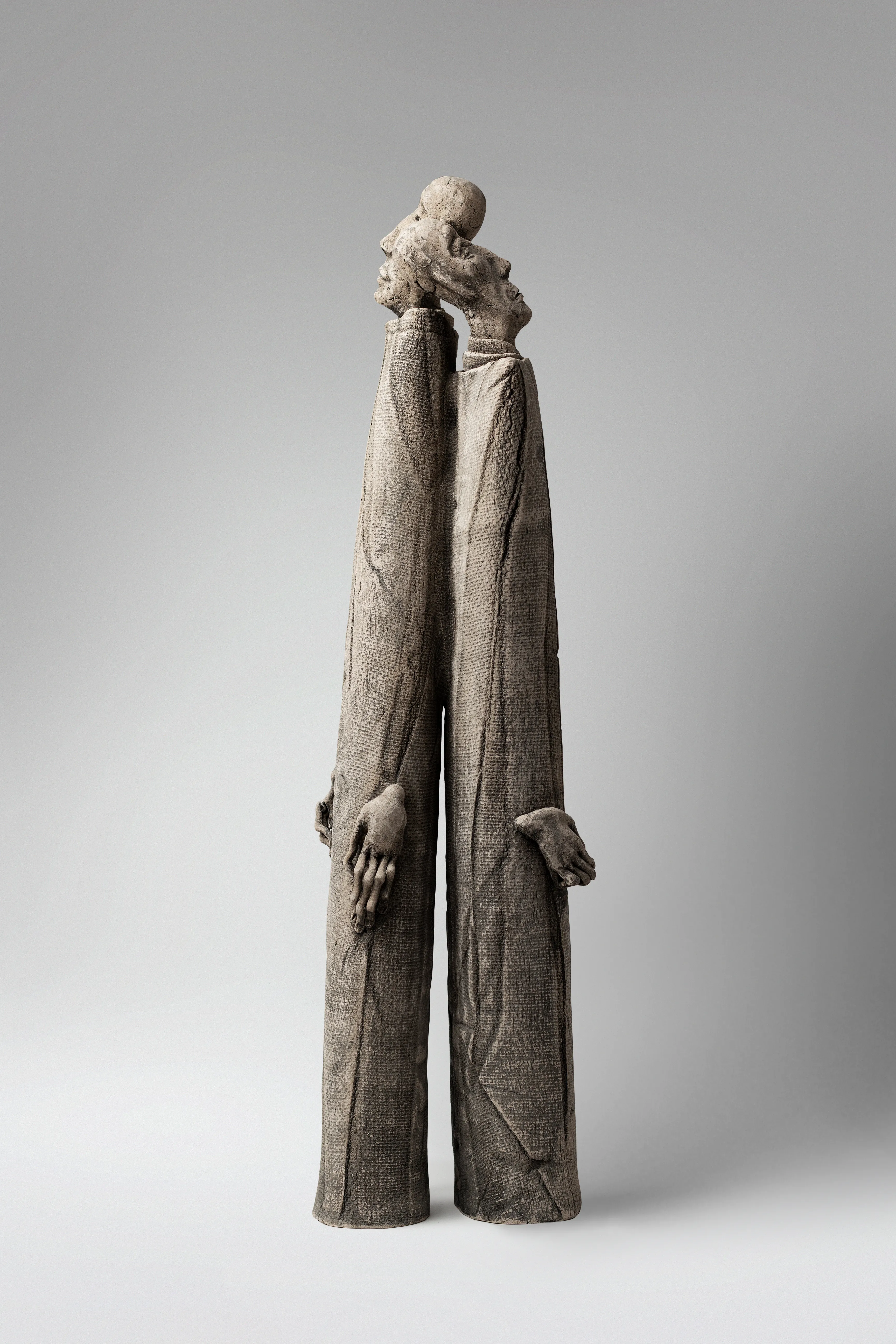 Image of One on one by Liudmyla Davydenko, size: 54x14x11, made of chamotte, glaze, Sculpture medium, part of the Holova/Head series, priced at €800 Photo 2 of 3.