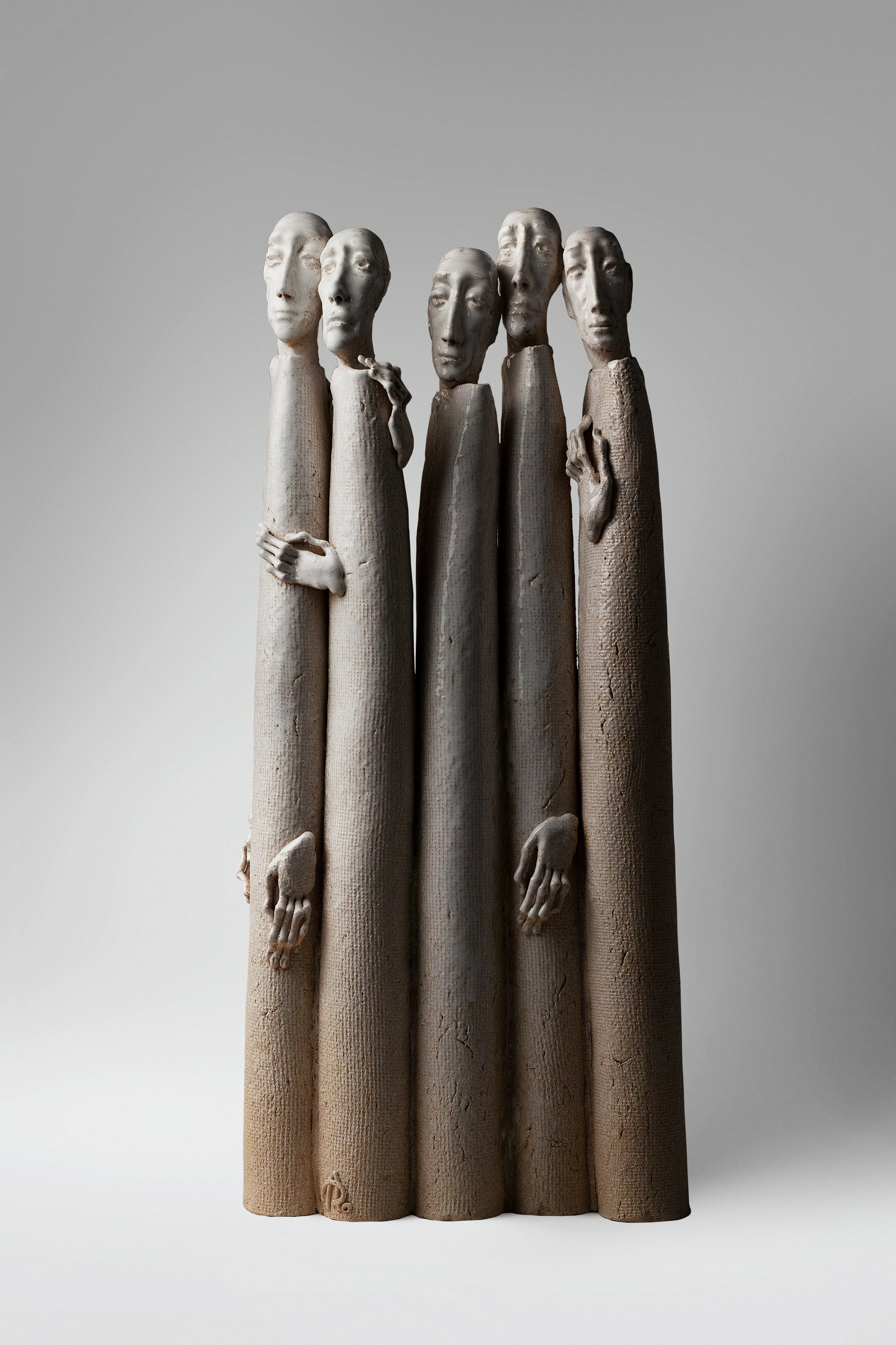 Image of One for one 2 by Liudmyla Davydenko, size: 52x12x26, made of chamotte, glaze, Sculpture medium, part of the Holova/Head series, priced at €1000 Photo 2 of 4.