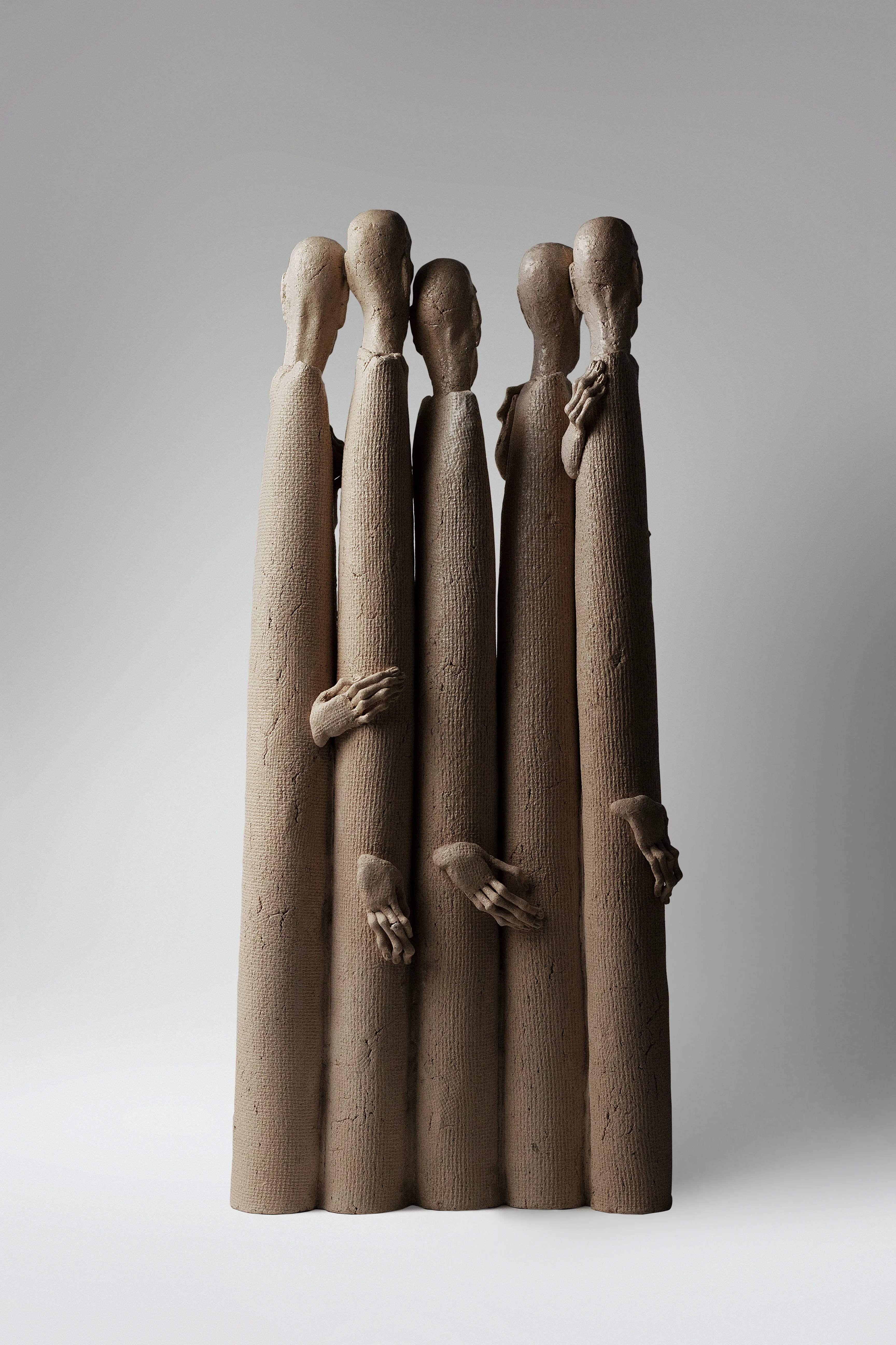 Image of One for one 2 by Liudmyla Davydenko, size: 52x12x26, made of chamotte, glaze, Sculpture medium, part of the Holova/Head series, priced at €1000 Photo 3 of 4.