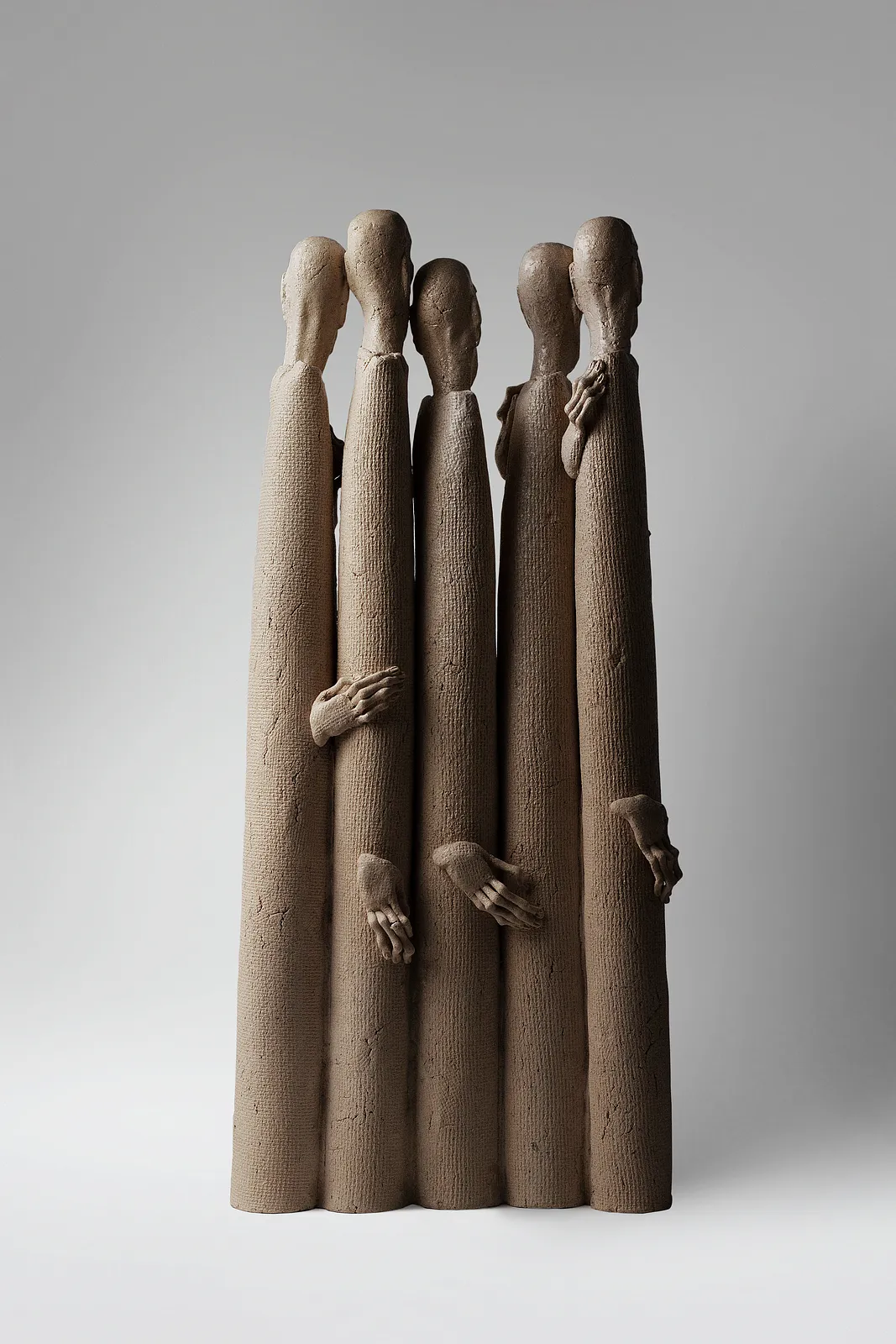 Image of One for one 2 by Liudmyla Davydenko, size: 52x12x26, made of chamotte, glaze, Sculpture medium, part of the Holova/Head series, priced at €1000 Photo 3 of 4.