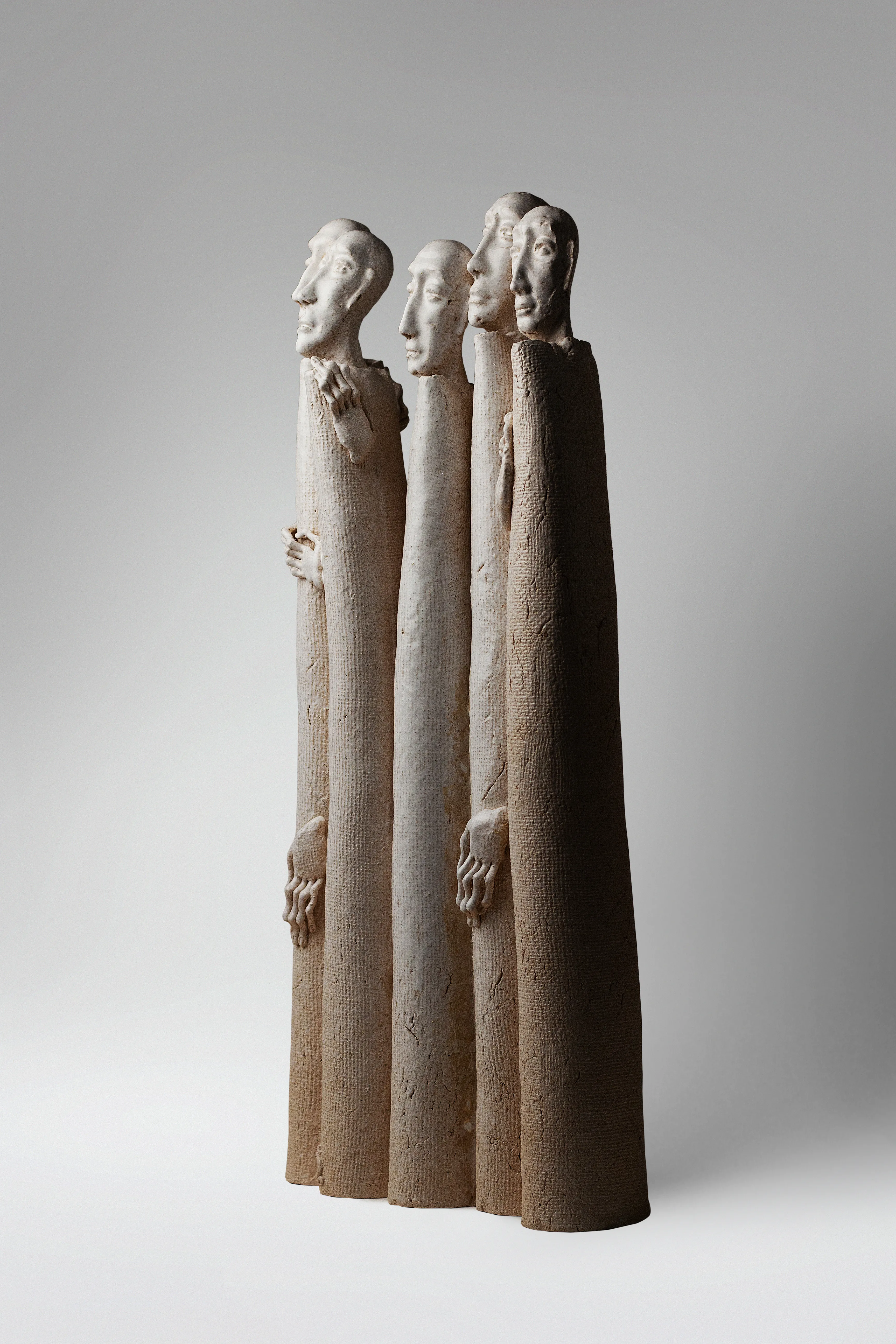 Image of One for one 2 by Liudmyla Davydenko, size: 52x12x26, made of chamotte, glaze, Sculpture medium, part of the Holova/Head series, priced at €1000 Photo 4 of 4.