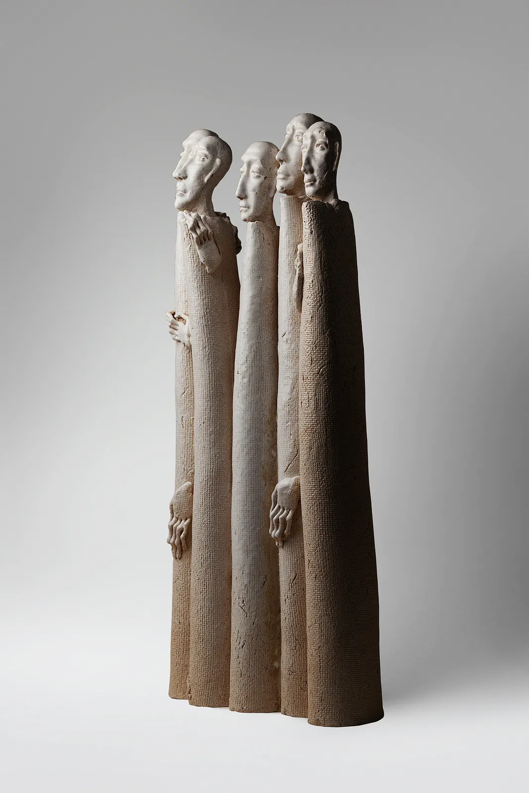 Image of One for one 2 by Liudmyla Davydenko, size: 52x12x26, made of chamotte, glaze, Sculpture medium, part of the Holova/Head series, priced at €1000 Photo 4 of 4.