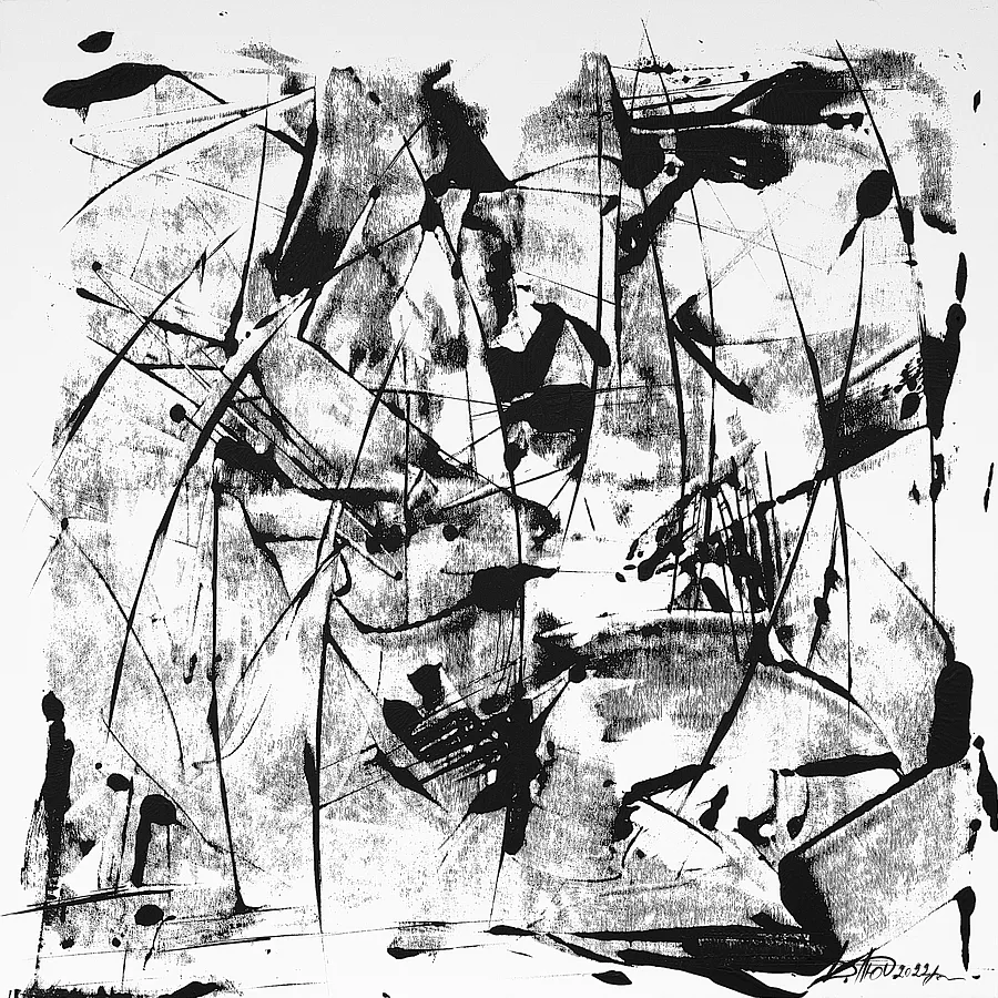 Image of Outline 1 by Liudmyla Davydenko, size: 100x100, made of chamotte, glaze, Painting medium, part of the Synergetics series, priced at €1500 Photo 1 of 2.