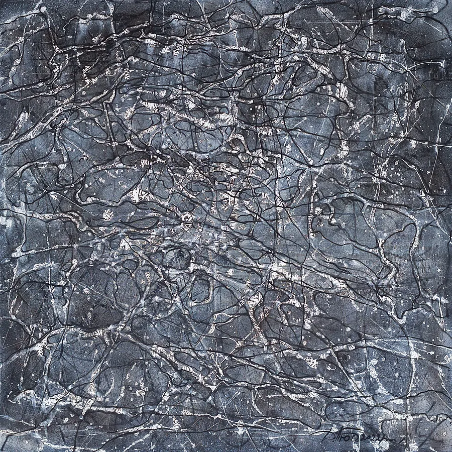 Image of Outline 2 by Liudmyla Davydenko, size: 100x100, made of chamotte, glaze, Painting medium, part of the Isolines series, priced at €1500 Photo 1 of 2.