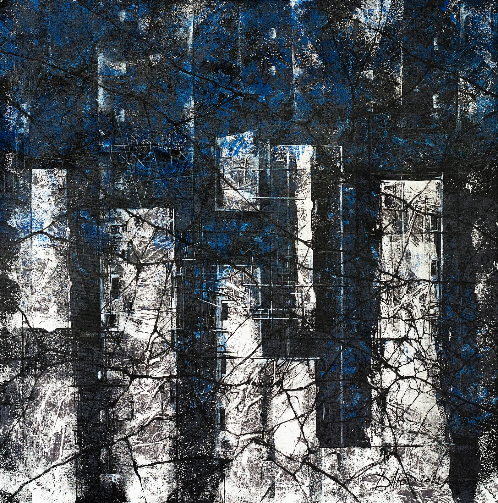 Image of Non-return 1 by Liudmyla Davydenko, size: 100x100, made of oil/canvas, Painting medium, part of the Synergetics series, priced at €1500 Photo 1 of 3.
