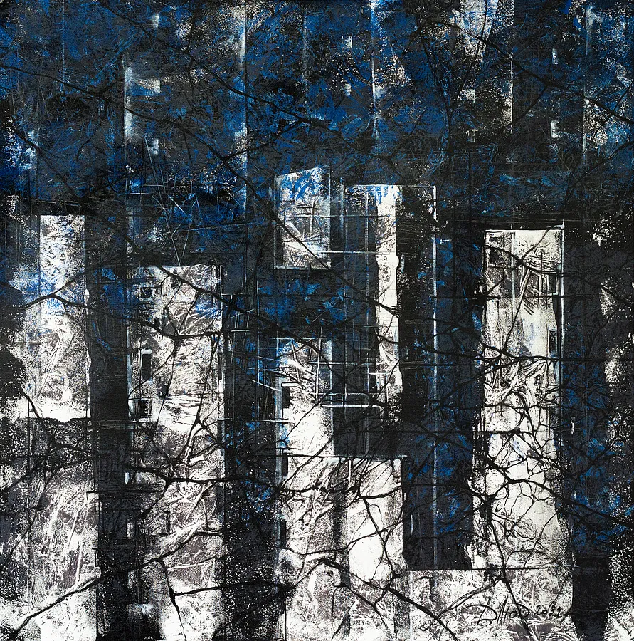 Image of Non-return 1 by Liudmyla Davydenko, size: 100x100, made of oil/canvas, Painting medium, part of the Synergetics series, priced at €1500 Photo 1 of 3.