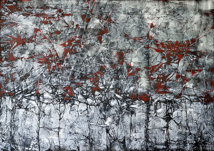 Image of Traces by Liudmyla Davydenko, size: 140x100, made of oil/canvas, Painting medium, part of the Synergetics series, priced at €2500 Photo 1 of 2.