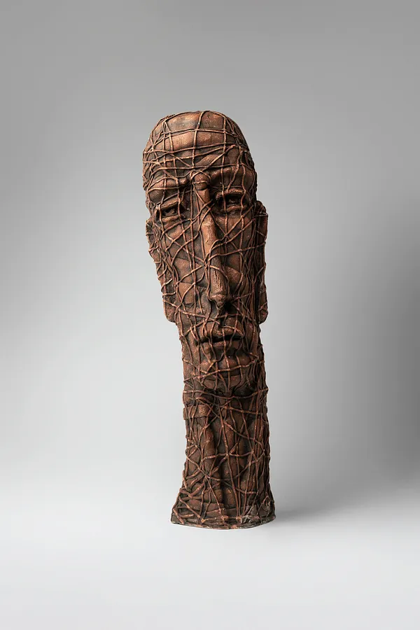 Image of Wise by Liudmyla Davydenko, size: 50х15х15, made of chamotte, glaze, Sculpture medium, part of the Holova/Head series, priced at €1000 Photo 1 of 3.
