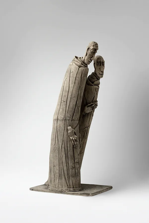 Image of One for the one by Liudmyla Davydenko, size: 43x24x15, made of chamotte, glaze, Sculpture medium, part of the Holova/Head series, priced at €700 Photo 1 of 3.