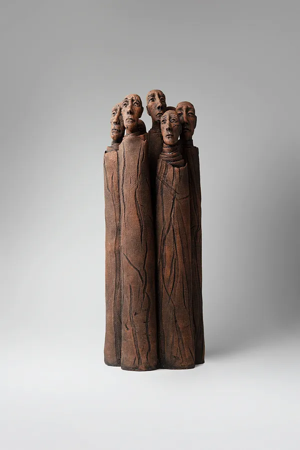 Image of One whole by Liudmyla Davydenko, size: 49x18x15, made of chamotte, glaze, Sculpture medium, part of the Holova/Head series, priced at €1000 Photo 1 of 4.