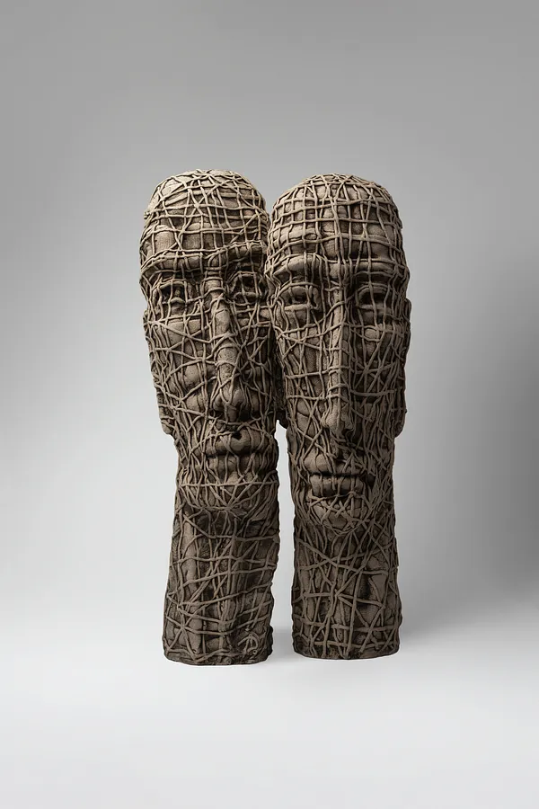 Image of Beside by Liudmyla Davydenko, size: 47х25х18, made of chamotte, glaze, Sculpture medium, part of the Holova/Head series, priced at $1200 Photo 1 of 3.