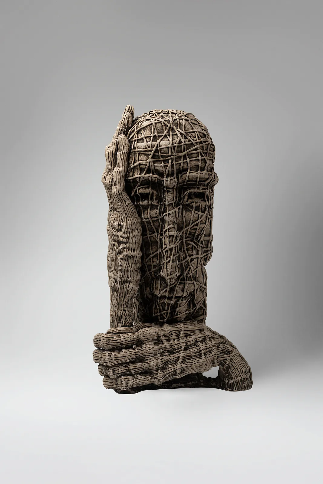 Image of Wait by Liudmyla Davydenko, size: 42х24х18, made of chamotte, glaze, Sculpture medium, part of the Holova/Head series, priced at €1200 Photo 1 of 3.