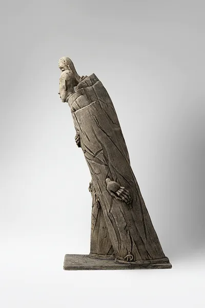 Image of One for the one by Liudmyla Davydenko, size: 43x24x15, made of chamotte, glaze, Sculpture medium, part of the Holova/Head series, priced at €700 Photo 2 of 3.