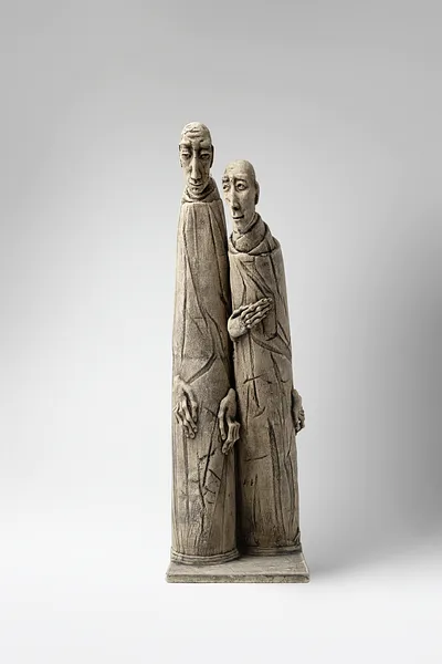 Image of One for the one by Liudmyla Davydenko, size: 43x24x15, made of chamotte, glaze, Sculpture medium, part of the Holova/Head series, priced at €700 Photo 3 of 3.