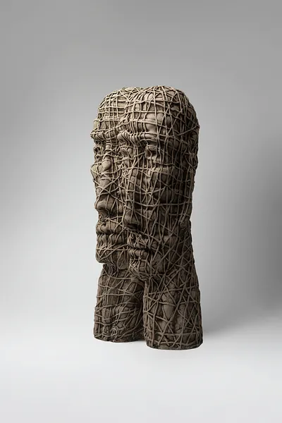 Image of Beside by Liudmyla Davydenko, size: 47х25х18, made of chamotte, glaze, Sculpture medium, part of the Holova/Head series, priced at $1200 Photo 2 of 3.