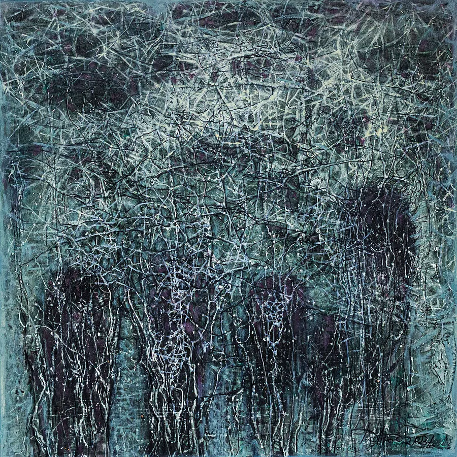 Image of Depth 1 by Liudmyla Davydenko, size: 100х100, made of oil/canvas, Painting medium, part of the Isolines series, priced at €1500 Photo 1 of 2.